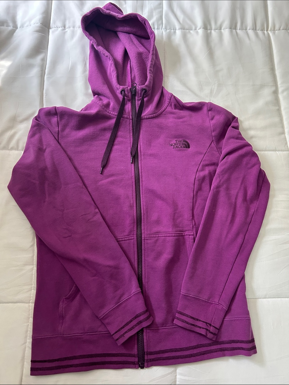 The North Face Purple Full-Zip Hoodie size Large